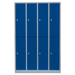 Artikel Nr. 520242 - Stahl-Fächer-Schrank -4 Abteil, 2 Fächer übereinander, auf Sockel. Anzahl der Fächer: 8 Abteilbreite 300 mm- sofort lieferbar !